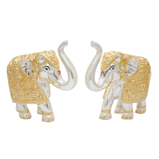 Pure silver and gold coated elephant idol