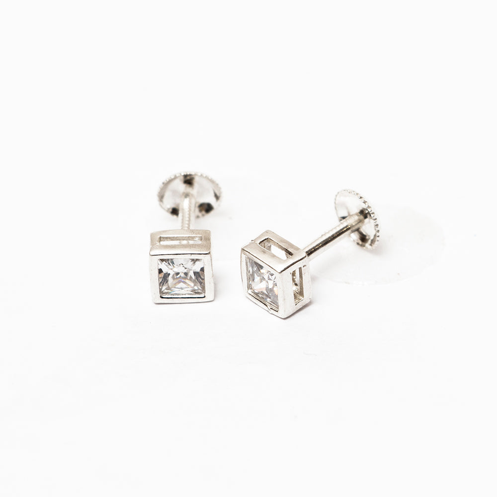 SOUTH SCREW WHITE CZ STONE STUD