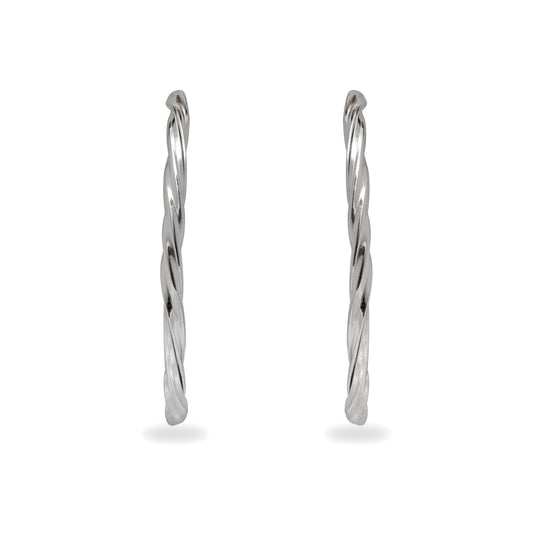 TWISTED BIG SIZE 925 SILVER HOOPS