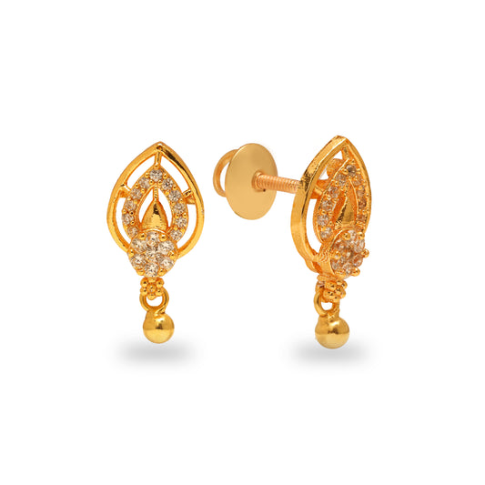 925 SILVER 24K GOLD PLATED OVAL DESIGN EARRINGS