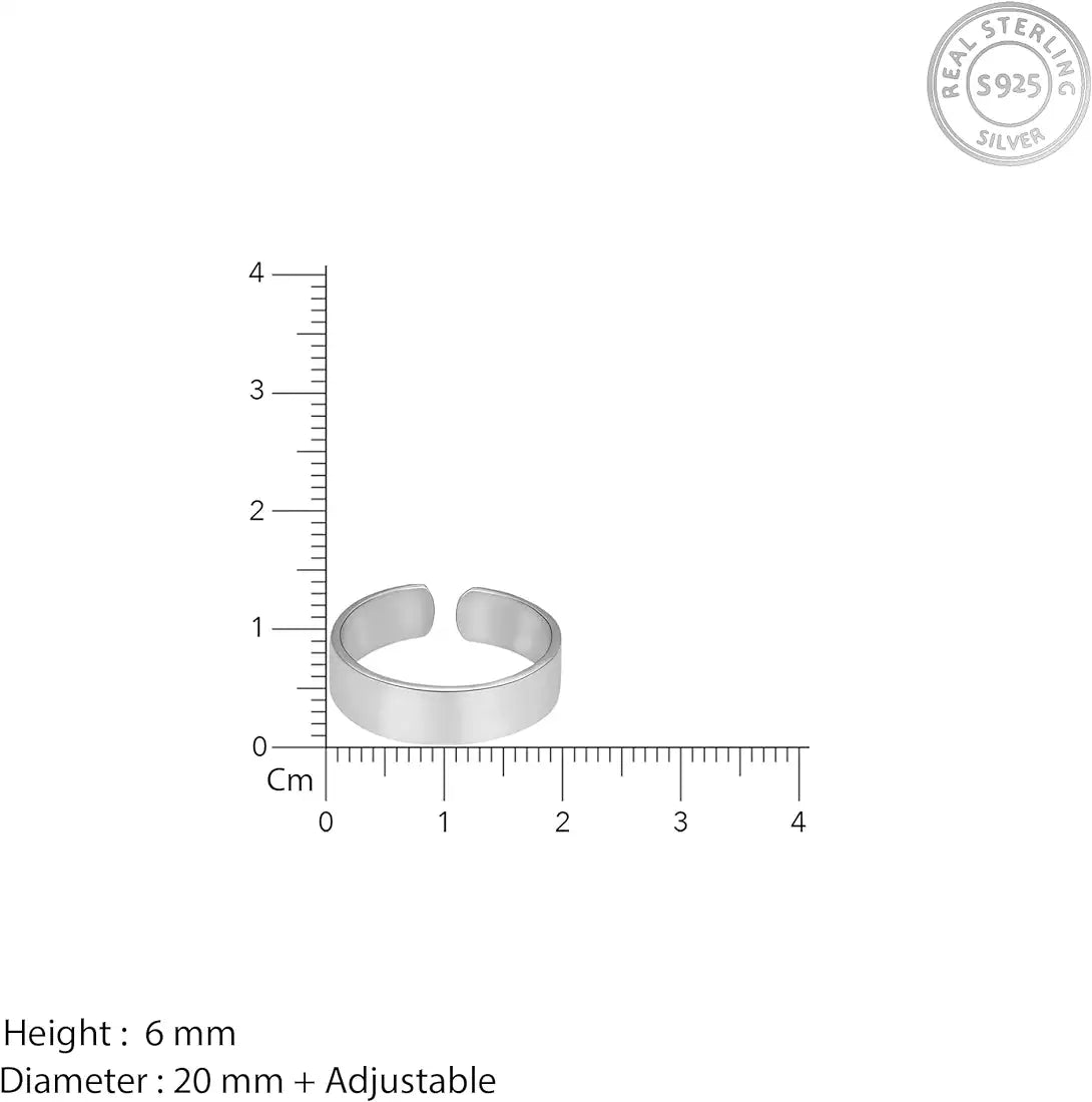 “Minimalist Elegance: Men’s Adjustable 925 silver Open Band Flat Ring