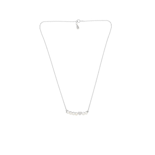 925 Silver Chain Pendant with Romantic Heart and Freshwater Pearls