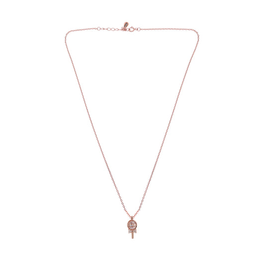 Gorgeous Rose Gold Plated 925 Silver Necklace with Floral Design and Sparkling Accent