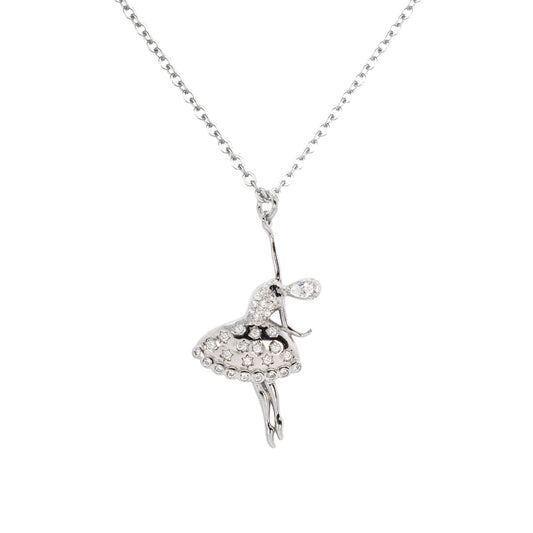 Dancing Dream 925 Sterling Silver Necklace with Ballerina Pendant