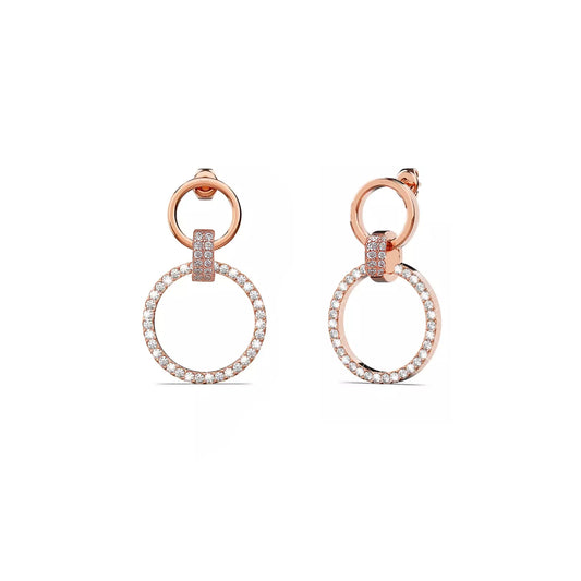 Glamorous Circles: Rose Gold Plated 925 Silver Earrings with Crystal Accents