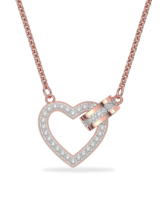 “Eternal Love: 925 Silver Rose Gold Plated Heart Pendant Necklace”