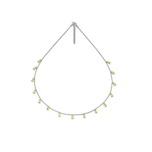 925 Silver Necklace with Dazzling Yellow Crystal Charms