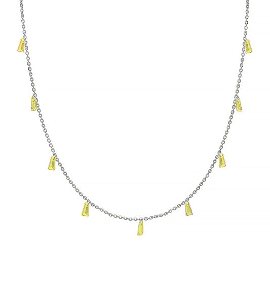 925 Silver Necklace with Dazzling Yellow Crystal Charms