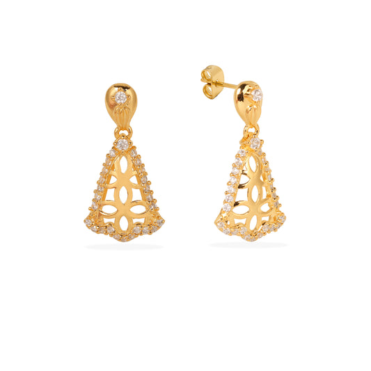 Luxurious Gold-Plated 925 Silver Earrings with Crystal Embellishments and Filigree Design
