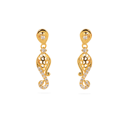 Elegant 925 Silver Gold-Plated Drop Earrings Adorned with Sparkling Crystals
