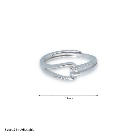 Sparkle Teardrop Adjustable Ring Silver ring