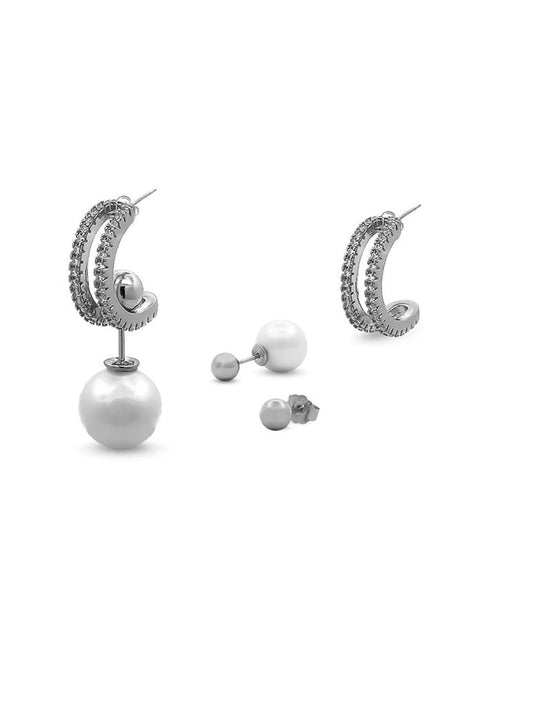 SILVER 4IN1 EARRINGS FOR HER