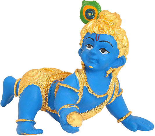 Gold Coated Baby Krishna Idol