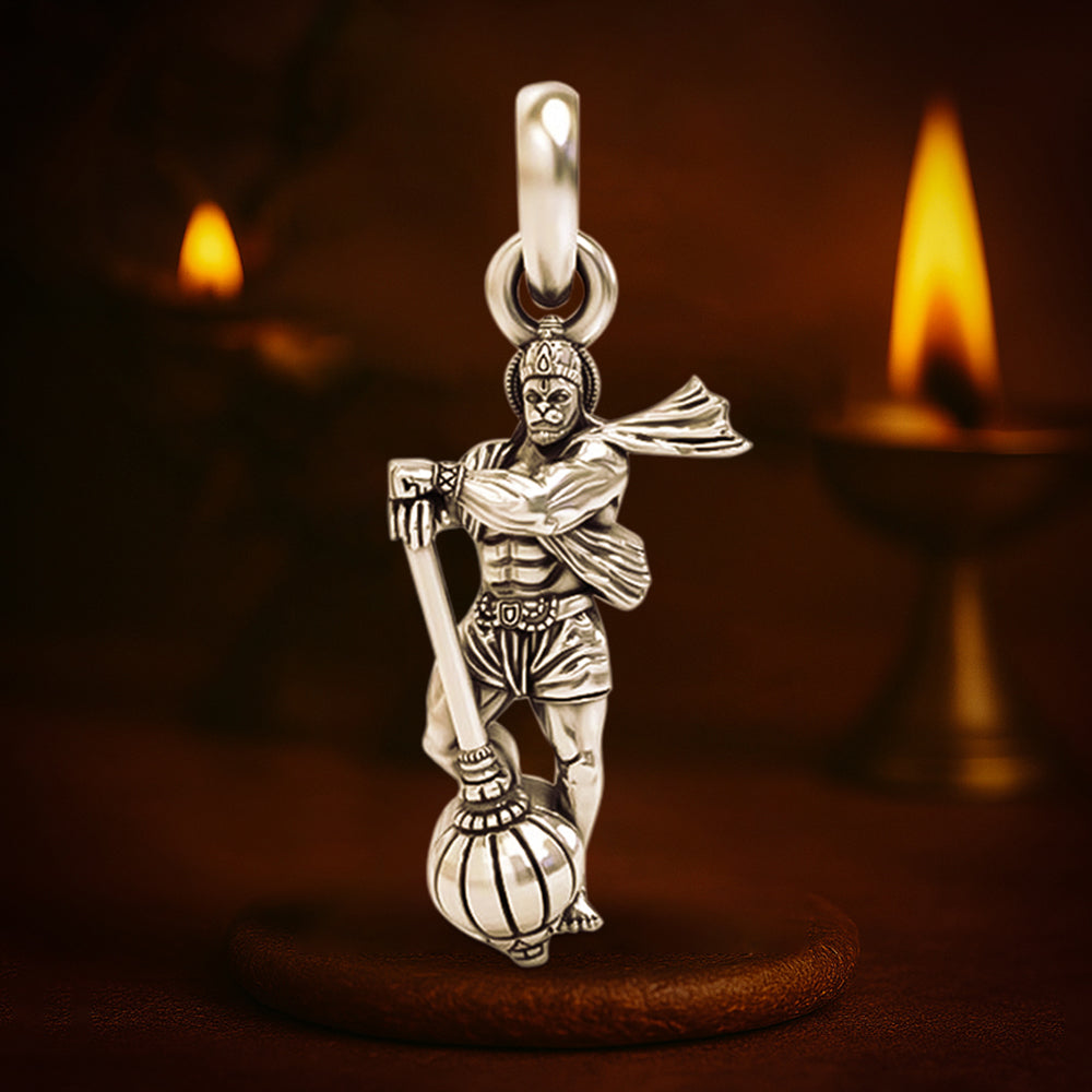 925 Silver God Hanuman Pendant for Men & Women Pure Silver Lord Bajrang Bali Locket for Good Health & Wealth