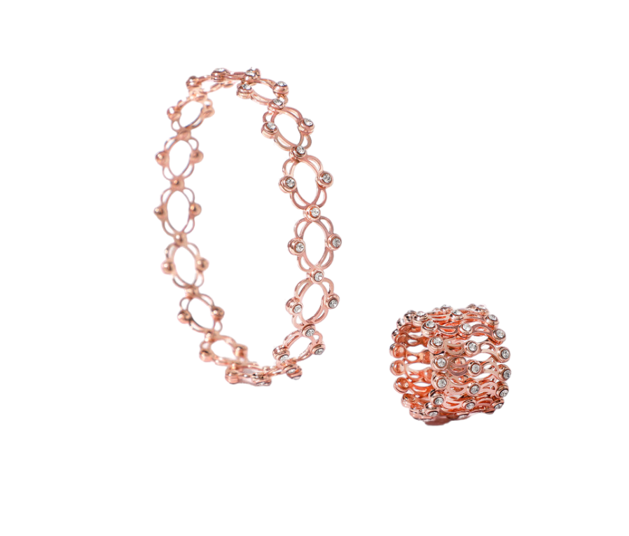 2 IN 1 925 SILVER ROSE GOLD PLATED RING CUM BRACELET