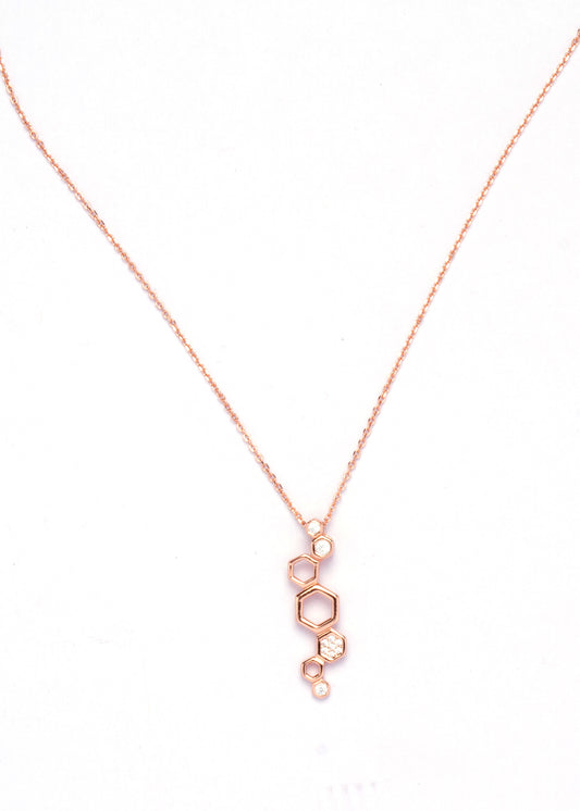 Rose gold hexagon necklace for her