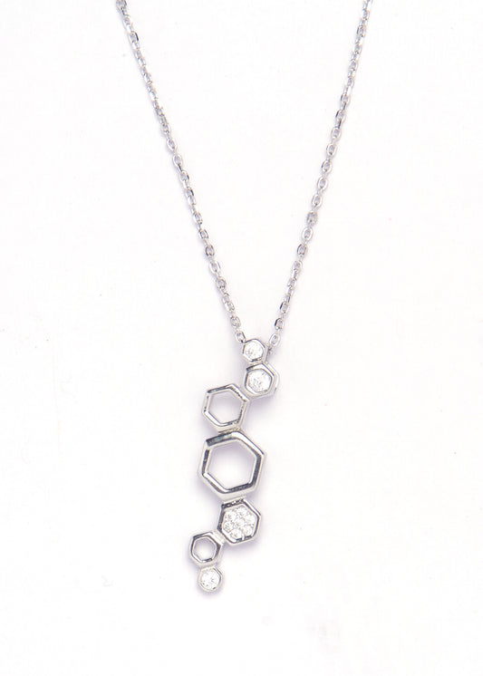 Silver hexagon necklace for her