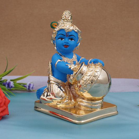 Original Gold Coated Blue Krishna Idol