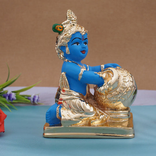 Original Gold Coated Blue Krishna Idol