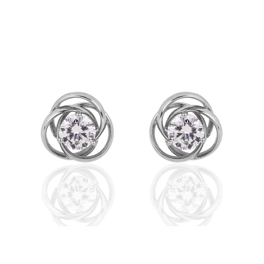 SILVER FLOWER ZIRCONIA STUD