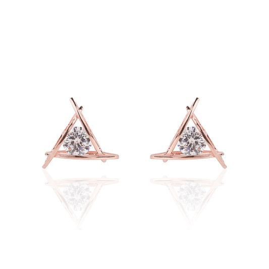 SILVER ROSE GOLD TRIANGLE STUD