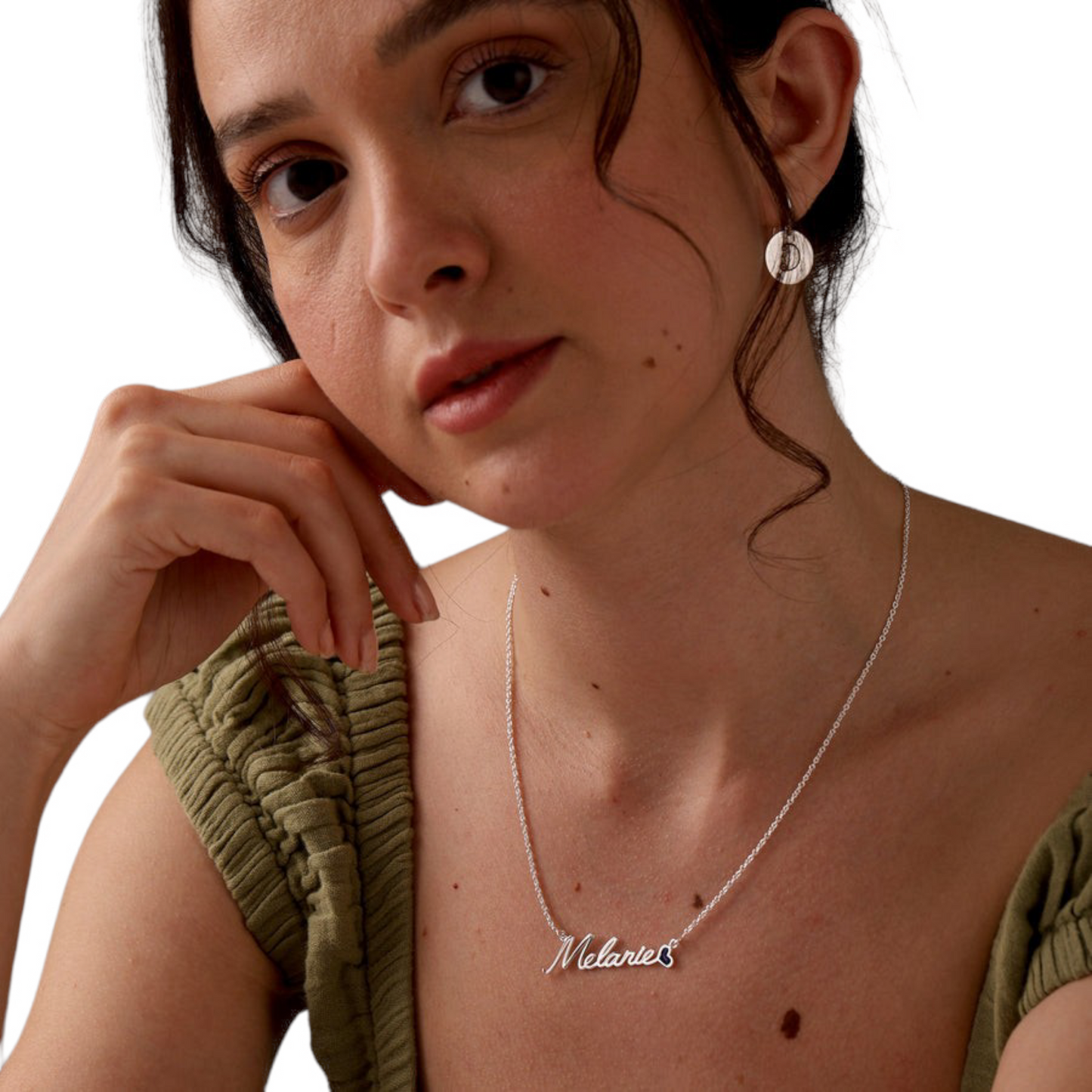 Silver Personalised Name Enamel Heart Necklace