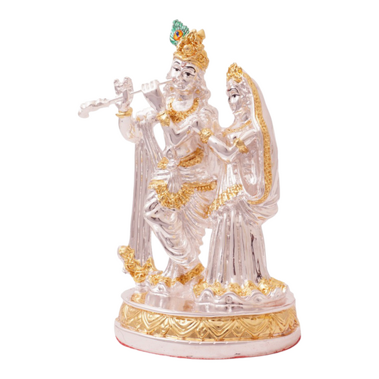 Gold & Silver Coated Radha Krishna Murti Idol