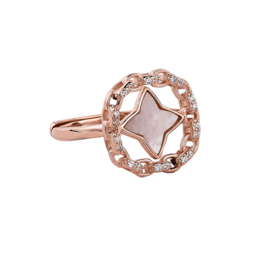 925 SILVER ROSE GOLD COCKTAL PARTY WEAR RING