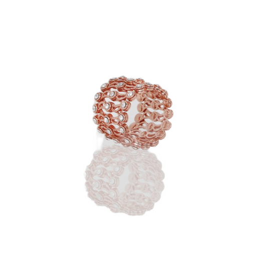 925 SILVER 2 IN 1 ROSE GOLD PLATED RING CUM HAND CUFF