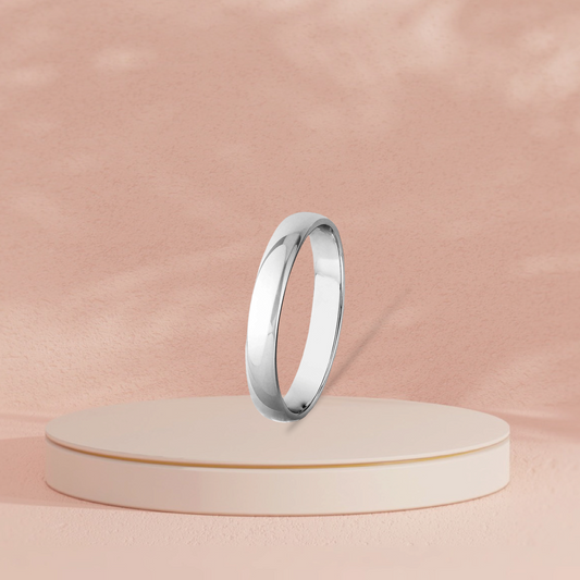 UNISEX PLAIN HALF ROUND BAND 925 SILVER RING