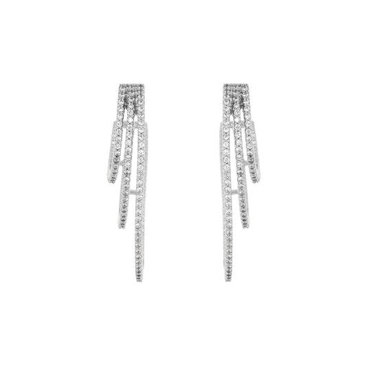 Triple Sparkle: 925 Silver Earrings with Three Dazzling Lines
