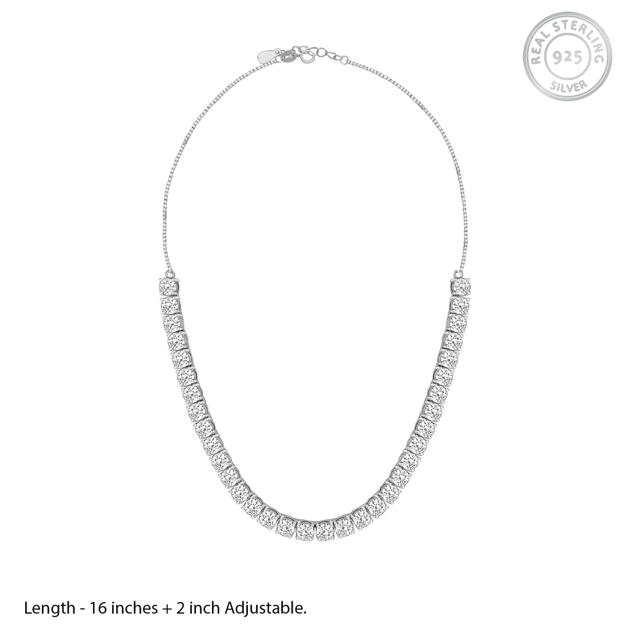 Silver Zircon Solitaire Necklace