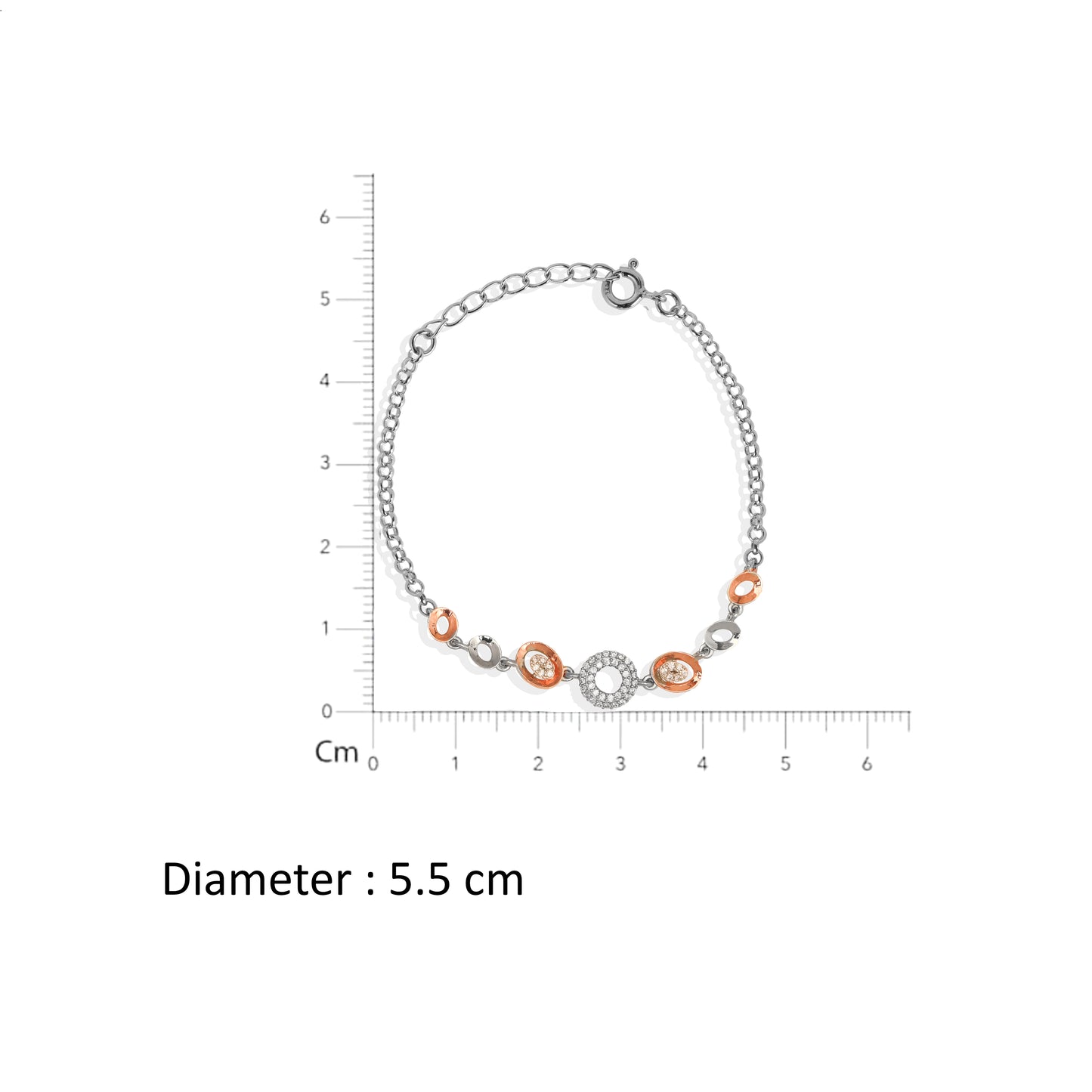 Dazzling Duo tone 925 Silver Bracelet with Rose Gold Elements