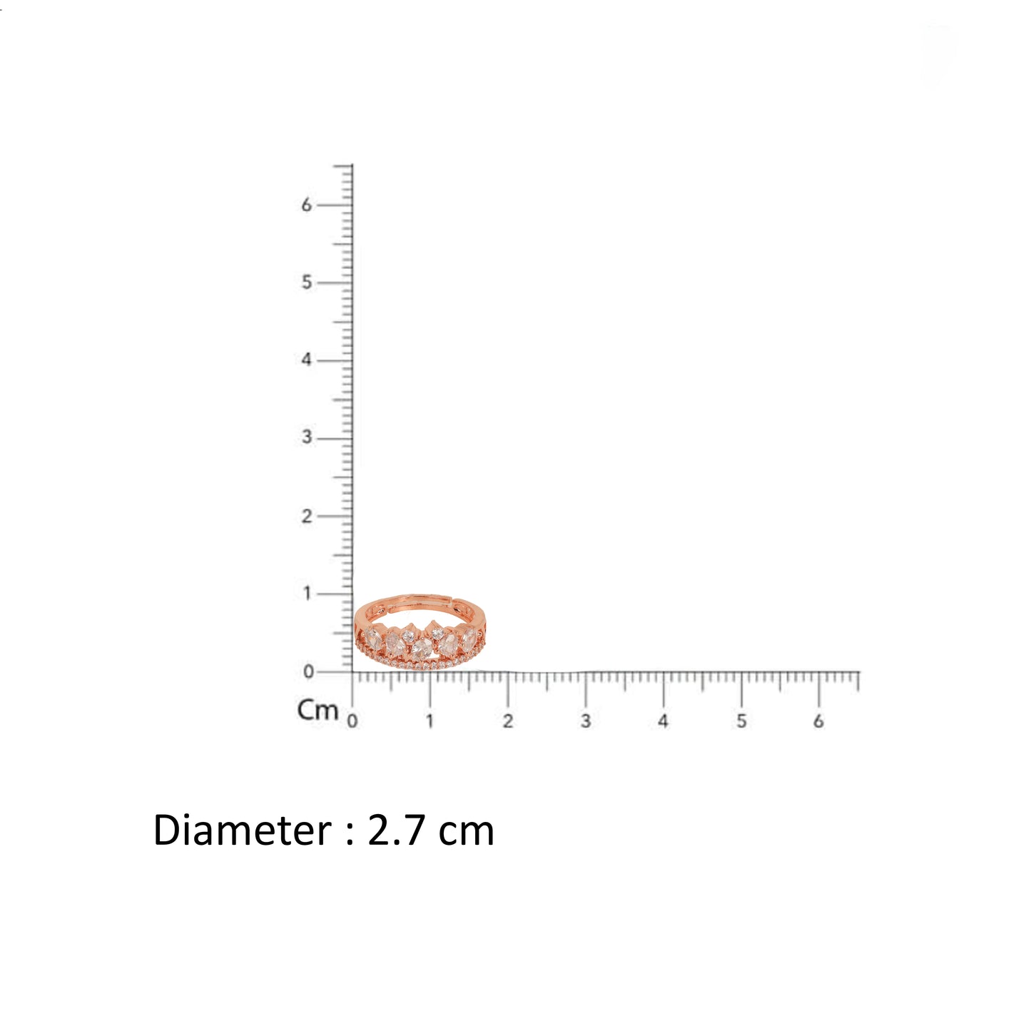 Regal Elegance 925 Silver Queen’s Crown Ring with Sparkling Stones with rose gold plated