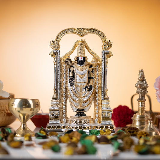 PURE GOLD AND SILVER COATED VENKATESHWAR A SWAMY IDOL