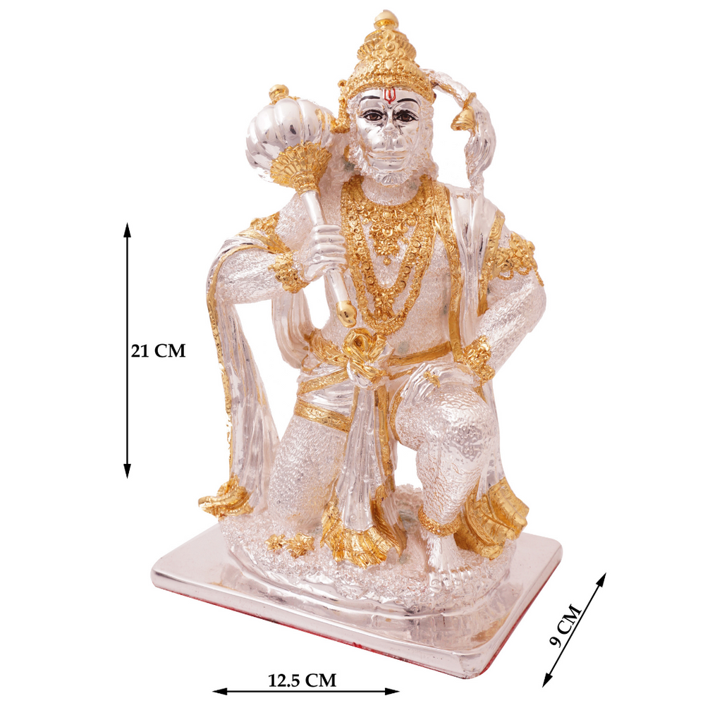 Pure Gold and Silver coated Hanuman Idol for Home Decor