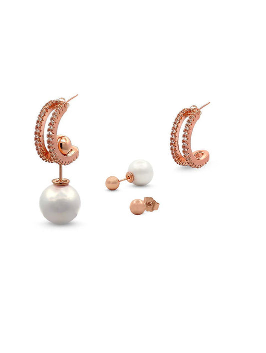 SILVER ROSEGOLD PLATED 4IN1 EARRINGS FOR HER