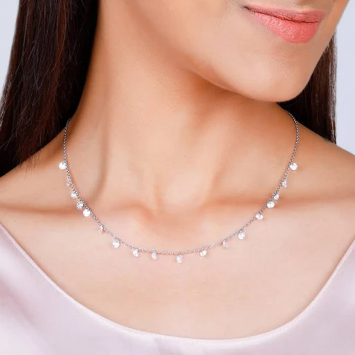 Dazzling 925 Sterling Silver Crystal Chain Necklace