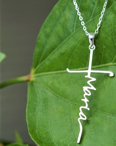 PERSONALISED FAITH AND NAME CROSS NECKLACE