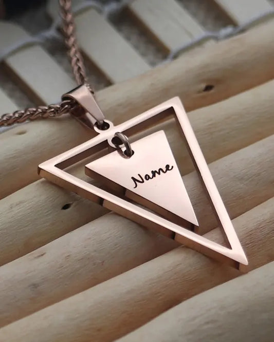 TRIANGLE NAME ENGRAVED CHAIN PENDANT