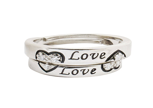 LOVE HEART ENAMEL ADJUSTABLE COUPLE RING