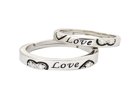 LOVE HEART ENAMEL ADJUSTABLE COUPLE RING