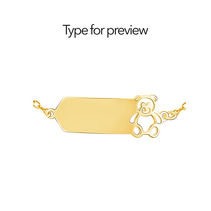 SILVER KIDS BRACELET NAME ENGRAVED WITH TEDDY