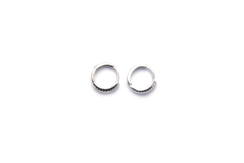 DOUBLE LINE STONE SILVER HOOPS