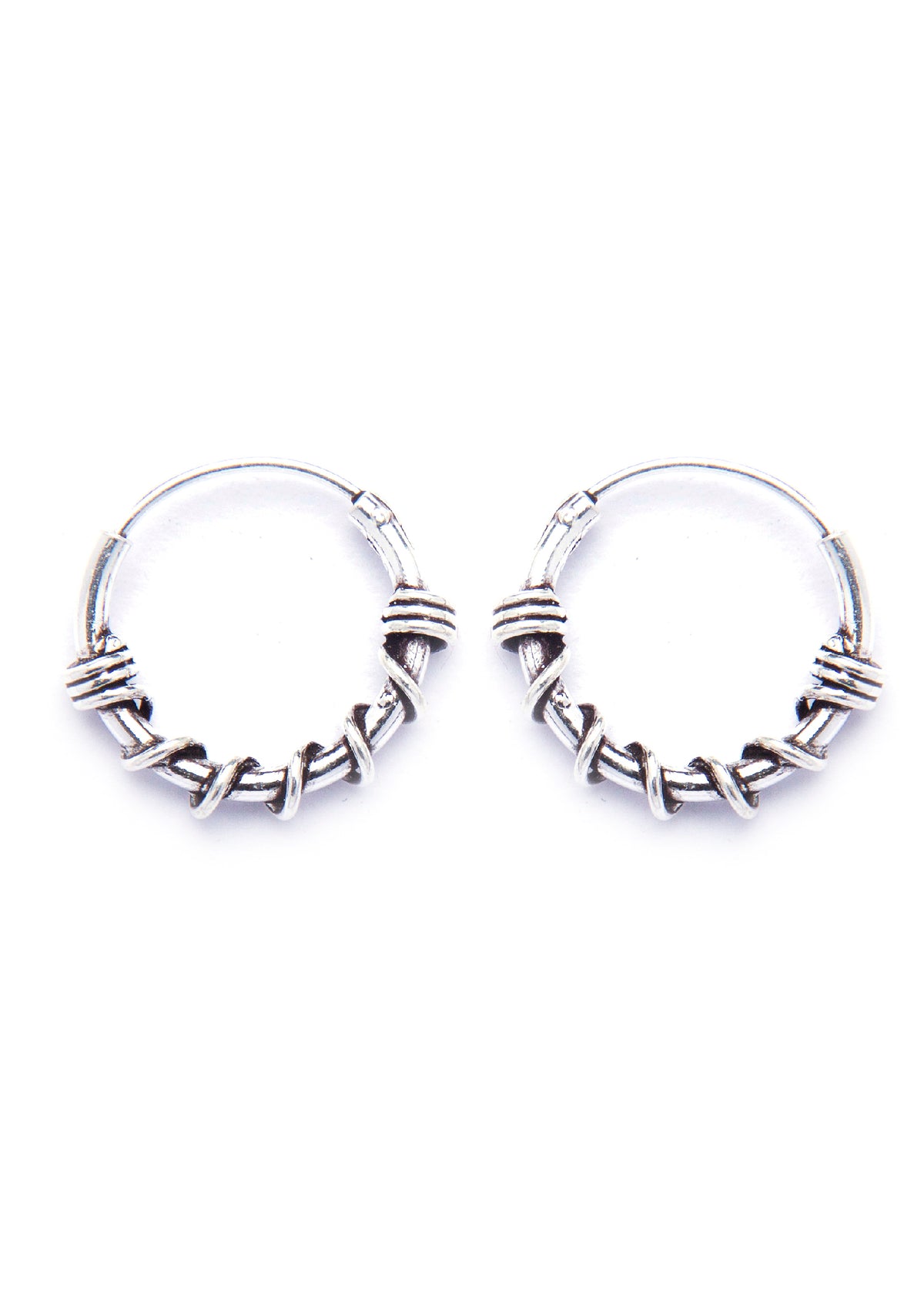 OXIDIZED SILVER HOOPS