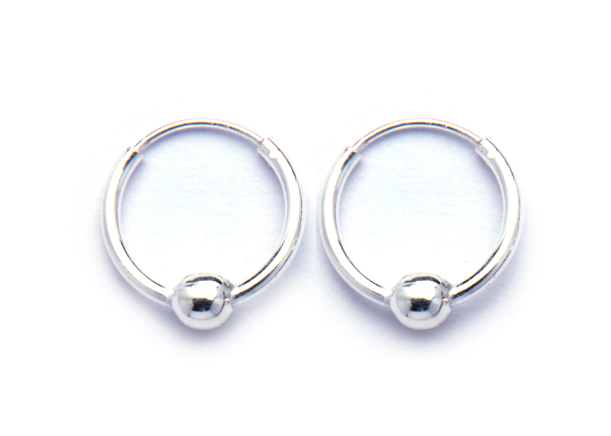 PLAIN SILVER BALL  HOOPS