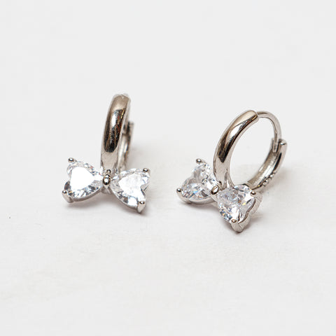 SILVER ZIRCONIA STUDDED BOW HOOPS