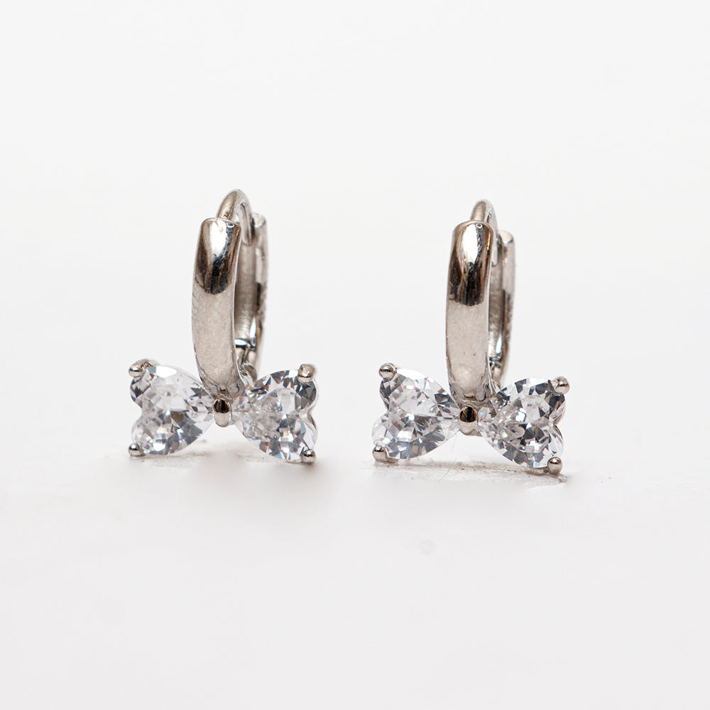 SILVER ZIRCONIA STUDDED BOW HOOPS