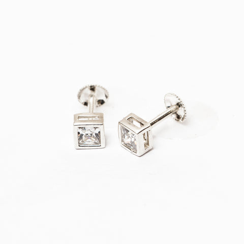 SOUTH SCREW WHITE CZ STONE STUD