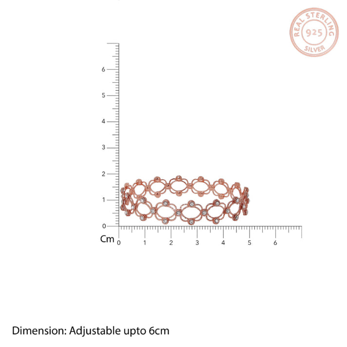 925 SILVER 2 IN 1  ROSE GOLD PLATED RING CUM HAND CUFF